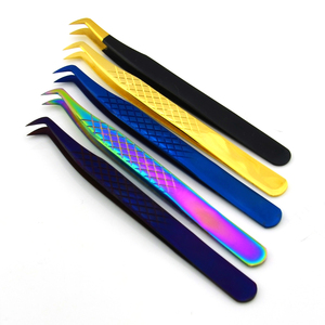 Pince à épiler professionnelle en acier inoxydable pour extensions de cils, à 45/75/90 degrés, en forme de L, avec pointe incurvée en éventail, Pakistan - Product Image 4