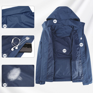 Veste de randonnée unisexe à capuche en softshell imperméable, écologique, à manches longues, coupe classique, longueur normale, tissu en microfibre, hiver - Product Image 6