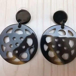 Natural Crafts Buffalo Ox Horn <b>Earrings</b> Eco-Friendly Handmade Modern Unique Patterns - Product Image 1