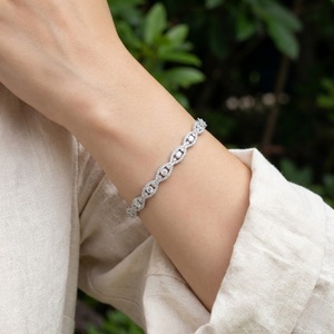 <b>Solid</b> 18k White <b>Gold</b> Natural Genuine Diamond Vintage Scalloped Edge Dainty Stackable Thin <b>Bangle</b> Hinged Luxury Fine Jewelry - Product Image 2