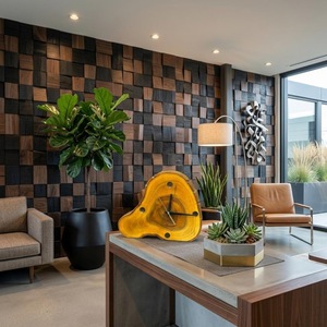 Horloge analogique en quartz avec tranches de bois irrégulières, design rustique, silencieuse, alimentée par piles, décoration de salon - Product Image 5