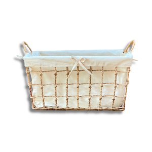 High-Quality Natural Water Hyacinth Seagrass Rattan Bamboo <b>STORAGE</b> <b>BASKET</b> with Frame and Removable Cotton Liner Wholesale - Product Image 1
