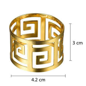 6 pièces ronds de serviette en métal fête de mariage dîner décoration de Table porte-boucles Style bohème forme de feuille écologique - Product Image 3