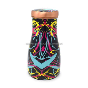 Peinture faite à la main Splash Meena Print Design Carafe de bouteille de chambre en cuivre pur avec verre intégré disponible dans de nombreux modèles - Product Image 1