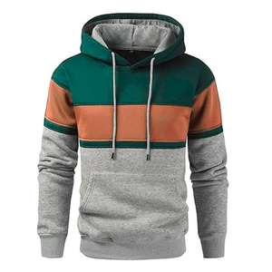 Sweat-shirt à capuche pour homme, coupe classique, 100% coton molletonné, respirant, séchage rapide, avec poche, vêtement décontracté pour l'hiver, bleu, blanc, orange - Product Image 4