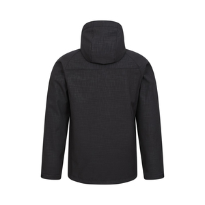 Veste polaire noire à capuche pour homme, coupe-vent, fermeture éclair, col montant, décontractée, pour l'hiver, coupe régulière, en polyester - Product Image 2