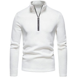 Sweat-shirt à demi-zip pour homme avec col montant, doublure en polaire brodée, 100% coton, hiver, extérieur - Product Image 2