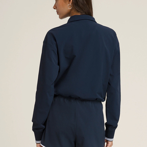 Ensemble de sport 2 pièces pour femme, personnalisé, avec veste à col montant et demi-zip et short au-dessus du genou color-block, tendance et confortable - Product Image 5