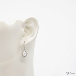 Brass <b>Opal</b> Dangle <b>Earrings</b> Oval White <b>Opal</b> Drop <b>Earrings</b> Vintage Boho Statement Jewelry Gift for Women Wholesale - Product Image 5