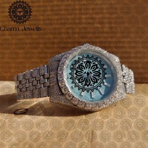 Reloj de Lujo para Hombre Charm_Jewells, Caja de Acero Inoxidable de 40 mm, Mecánico Analógico, Correa con Incrustaciones de Diamantes, Resistente al Agua 10 Bar, Automático - Product Image 5