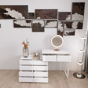 Cómoda de Escritorio Extensible de 10 Cajones de Color Blanco Sin Tiradores para Tocador - Product Image 4