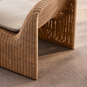 Sillón de Jardín Minimalista de Ratán para Exteriores con Cojín Blanco para Muebles de Patio - Panema - Product Image 6