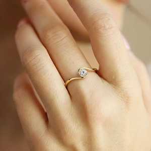 18K Solid Gold Hallmark <b>Silver</b> Casual Pear Cut Diamond <b>Solitaire</b> Engagement <b>Ring</b> for Wedding - Product Image 2