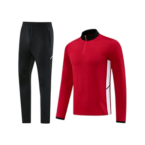 Ensemble de survêtements décontractés unisexes personnalisés de haute qualité pour le football, avec fermeture éclair, 100 % polyester, séchage rapide et respirant, vente en gros - Product Image 1