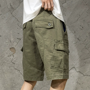 New Men's Khaki Cargo Shorts Solid Color Cotton Breathable Mid Waist Casual Bermuda Shorts With Pockets Button Fly Woven Style - Product Image 3