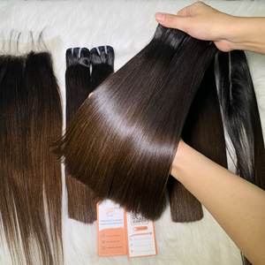 Couleur de la pointe brune 100% paquets de cheveux humains bruts vietnamiens vierges Extensions alignées sur les cuticules Prix pour la fabrication de perruques - Product Image 1