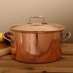 <b>Large</b> Copper <b>Cooking</b> Casserole with Lid Deep Stock <b>Pot</b> for Food Serving Kitchen Restaurant Hotel Catering Use - Product Image 4