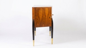 Midcentury Modern Solid Wood <b>Sideboard</b> with Brass Handles and Black <b>Legs</b> Storage for Living Room - Product Image 3