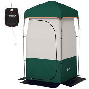 Portable Green <b>Camping</b> Shower Tent with Solar Shower Bag Removable Floor Carrying Bag Provides Privacy and Convenience - Product Image 1