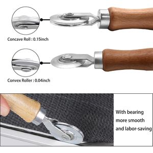 Set di 3 Attrezzi per Zanzariere con Manico in Legno e Ruote in Acciaio/Nylon per Riparazione di Porte e Finestre - Product Image 6