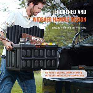 45L contenitori pieghevoli in plastica coperchi 3 confezioni di casse di utilità impilabili pieghevoli maneggia grandi contenitori pesanti per - Product Image 5