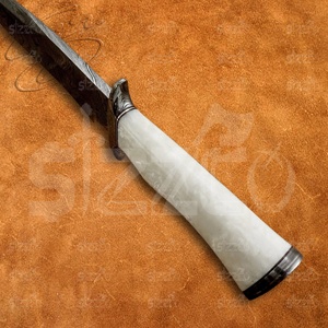 Couteau Bowie à pointe clip en acier Damas de qualité industrielle, marque SIZZCO, fabriqué à la main, garantie 3 ans, manche en résine nacrée, cadeau idéal - Product Image 4