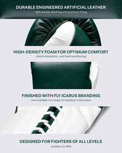 Guantes de boxeo de cuero verde y blanco con cordones, transpirables, para adultos, equipo de boxeo - Product Image 5
