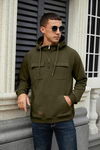 Sudadera Clásica para Hombre, Corte Regular, Negra, con Media Cremallera, Bolsillo Frontal, Capucha con Cordón, Invierno, Secado Rápido, Transpirable y Cómoda - Product Image 4