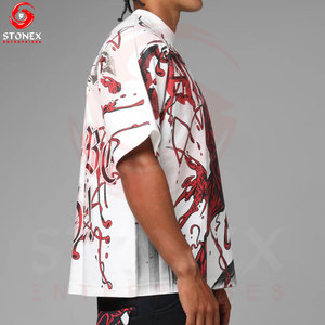 T-shirt personnalisé à col épais, 100% coton, t-shirts épais et unis, coupe ample pour homme - Product Image 3