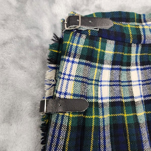Jupe Vintage Femme Plissée Longue en Laine Tartan Vert Bleu avec Boucle Kilt 2026 - Product Image 5