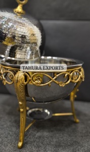 2026 New Best Selling Luxury Brass And Stainless Steel Round Style Chafing Dish With Ornate <b>Legs</b> And Lid For Party Weddings - Product Image 6