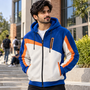 Veste à capuche en polaire pour homme, fabriquée en tissu polaire doux, intérieur chaud, fermeture éclair intégrale, capuche réglable, poches kangourou - Product Image 1