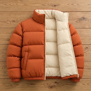 Men's Reversible Puffer Jacket Winter <b>Coat</b> <b>Stand</b> Collar Zip Up Outdoor Streetwear Custom Private Label OEM ODM - Product Image 3