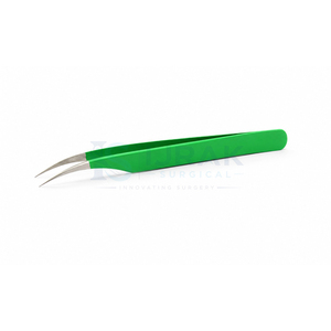 Pinzas Profesionales para Extensión de Pestañas con Punta Curva, Mango Verde, Precisión para Volumen y Aislamiento de Pestañas, Herramienta para Salón de Belleza - Product Image 2