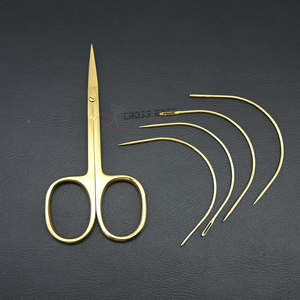 Kit de Herramientas para Extensiones de Cabello, Agujas Curvas en Forma de C con Tijeras Pequeñas para Recortar Hilos, para Tejido y Reparación - Product Image 1