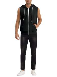 เสื้อฮู้ดผู้ชายแบบซิปเต็มตัว สีดำล้วน ทรงปกติ ผ้าฝ้าย สำหรับออกกำลังกาย วิ่งจ๊อกกิ้ง  รับสกรีนโลโก้  สำหรับฤดูหนาว - Product Image 3