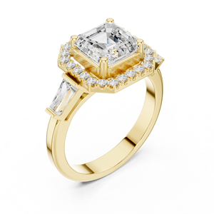 Anillo de Compromiso y Boda de Lujo para Mujer, Diseño Exclusivo, Oro Sólido de 14k, Certificado IGI, Diamante Cultivado en Laboratorio de 2 Quilates, Corte Asscher, Claridad E, VS1 - Product Image 2