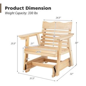 Sedia a dondolo da esterno in legno con schienale alto e braccioli allargati - Product Image 4