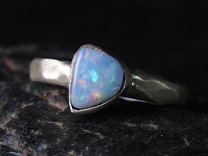 Australian Doublet Opal Sterling Silver Classic Ring Matte Polish Multi Fire Handmade Stone Jewelry for Women <b>Wedding</b> Gift for - Product Image 3