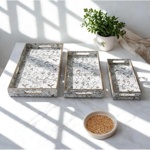 Kitchen Organizer Wooden Rectangular Tray Birds Printed <b>Sticker</b> Serving Tray for Home Decor and Kitchenware At Lower Price - Product Image 5