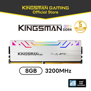 [AITC KINGSMAN] White RGB Gaming <b>Ram</b> Memory <b>DDR4</b> 8GB 3200MHz for Desktop Pc - Product Image 2