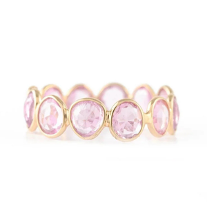 18K White Gold Eternity Band with Pear Cut Pink Sapphire and Diamond Constellation Setting - Product Image 1