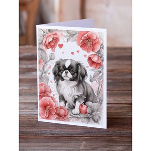 Japanese Chin Valentine Roses Whimsical A7 Tamaño 5x7 Tarjetas de notas en blanco Paquete de 8 sobres Tarjetas de felicitación - Product Image 2