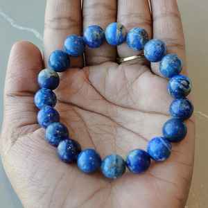 Pulsera de Piedras Preciosas de Lapislázuli Natural, Cuentas Redondas Talladas, Joyería Feng Shui de Buena Calidad - Product Image 1