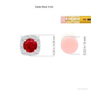 จี้ทองคำแท้ 14k ประดับพลอยทับทิมสีแดงทรงกลมเจียระไนบริลเลียนต์ 0.45 กะรัต รูปทรงคุชชั่น ประดับเพชรธรรมชาติ IGI - Product Image 2