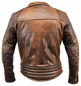 Distressed Genuine Leather Quilted <b>Biker</b> <b>Jacket</b> Men Motorcycle <b>Jacket</b> - Product Image 2