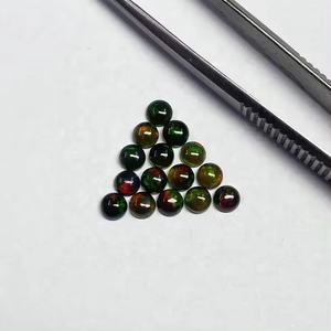 Opale d'Éthiopie noire naturelle de 7 mm, cabochon rond, vente en gros, pierre précieuse en vrac, prix le plus bas, opale de feu, bijoux provenant d'un fabricant sur mesure - Product Image 1