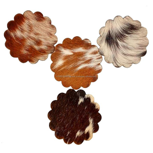 Sous-verre en cuir de vachette occidental fait main pour la décoration intérieure - Product Image 1