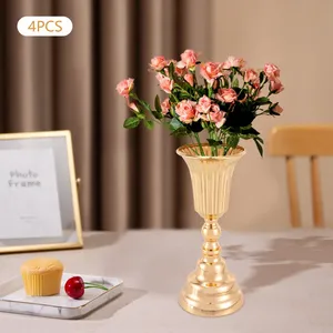 Gold Plated Metal Flower <b>Pot</b> <b>Square</b> Pattern Eco-Friendly Glazed Finish for Artificial Flowers Desktop Decor Classic Style 4PCS - Product Image 1