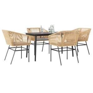 Juego de Comedor para Jardín Negro con Mesa, Sillas Marrones y Cojines Gris Claro - Product Image 1